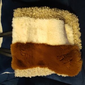 Faux Fur Tote Bag in Cream and Brown